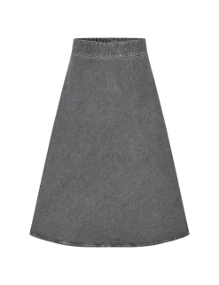 Clearance Mads Nørgaard Grey Denim Stelly C Lang Nederdel, , 34 Grå