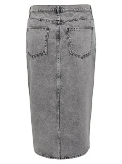 Hot ONLY Gry Højtaljet Denimnederdel, , M Grey Denim Acid