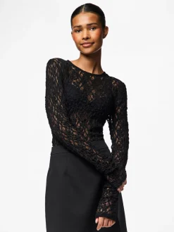 Pieces Hazel Lace Bluse, , XS*Dame Bluser & Skjorter