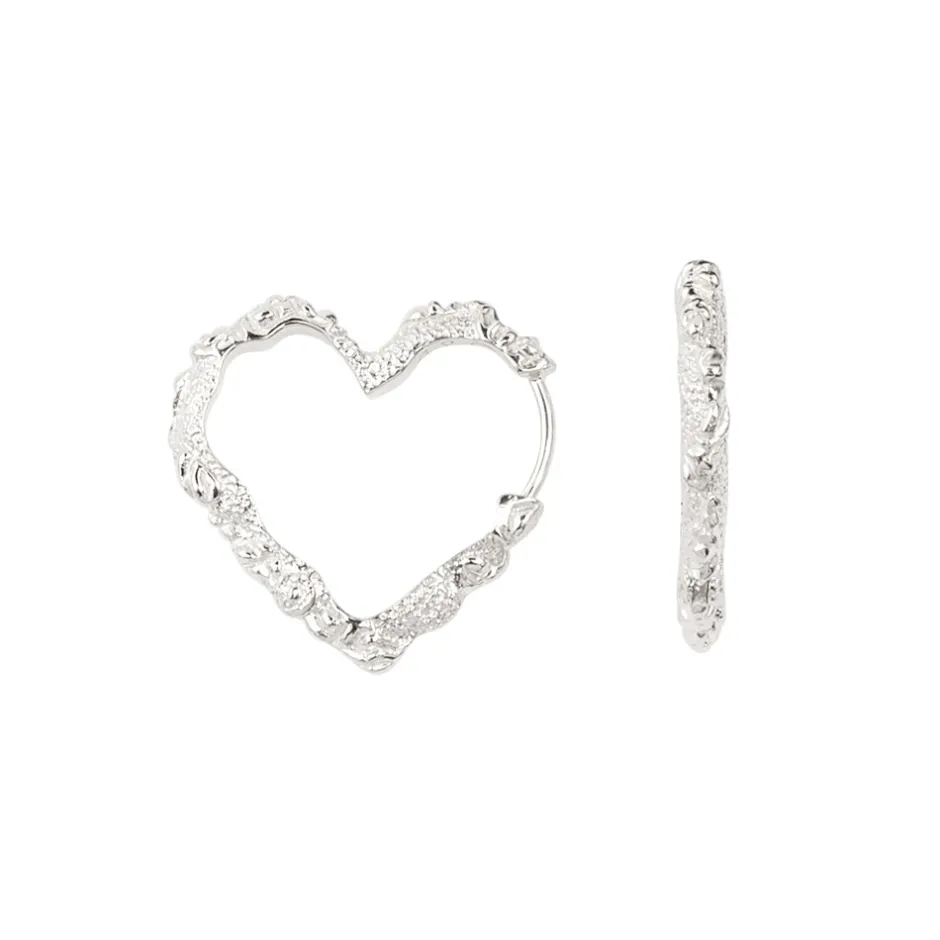 Best Camille Brinch Heart Crush Hoops, Silver
