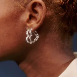Best Camille Brinch Heart Crush Hoops, Silver