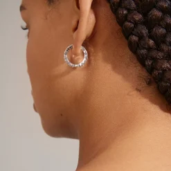 Hot Pilgrim Heli Crystal Hoops, Silver Plated