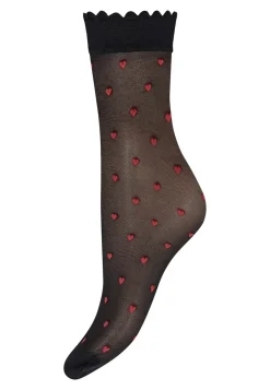 Hot Hype The Detail Hjerte Ankelstrømper, Black/Red