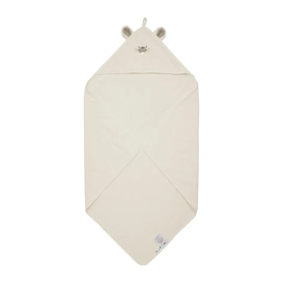 Clearance Pippi Hooded Babyhåndklæde, Egret