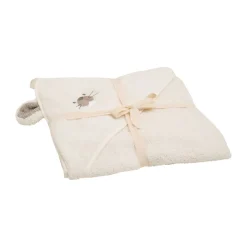 Clearance Pippi Hooded Babyhåndklæde, Egret