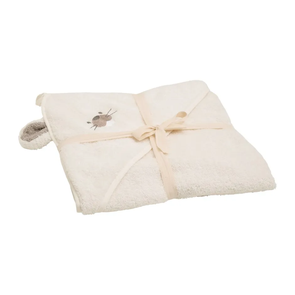 Clearance Pippi Hooded Babyhåndklæde, Egret