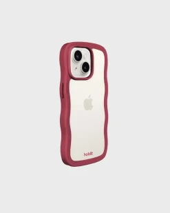 Best holdit Iphone 15/14/13 Transparent Wavy Cover, Red Velvet/Transparent