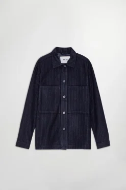 Online NN. 07 Isak Overshirt, , XXL Navy Stripe