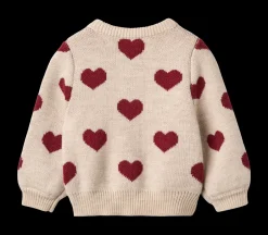 Best Wheat Jacquard Hearts Baby Cardigan, , 92 cm Offwhite Melange