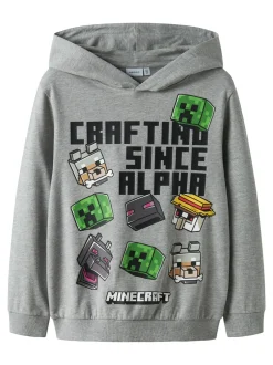 Online Name It Jet Minecraft Sweatshirt, , 134-140 cm Grey Melange