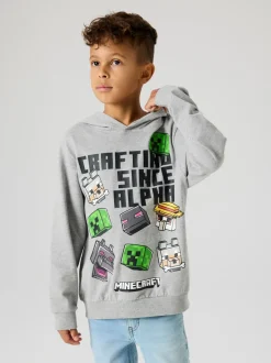Online Name It Jet Minecraft Sweatshirt, , 134-140 cm Grey Melange
