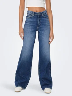 Best ONLY Juicy Højtaljede Jeans, , W32/L32 Dark Blue Denim