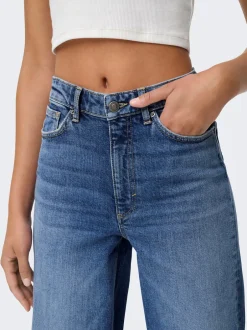Best ONLY Juicy Højtaljede Jeans, , W32/L32 Dark Blue Denim