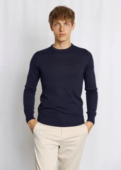 Discount Bruun & Stengade Jupiter Regular Fit Striktrøje, , L Navy