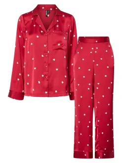 Online Pieces Jytte Xmas Satin Natsæt, , S Savvy Red