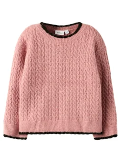 Clearance Name It Kirsten Striktrøje, , 116 cm Bleached Mauve