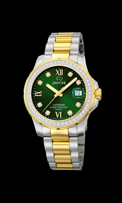 Jaguar Lady Diver J893 Dameur, Stål/Guld/Grøn, 35 mm*Dame Ure