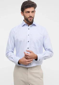 Outlet Eterna Langærmet Comfort Fit Skjorte, , 42 Blå