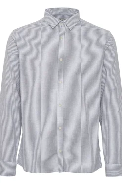 Sale Solid Langærmet Skjorte, , L Insignia Blue