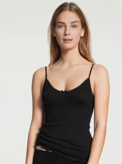 Hot Calida Light Spaghetti Top, , M Black
