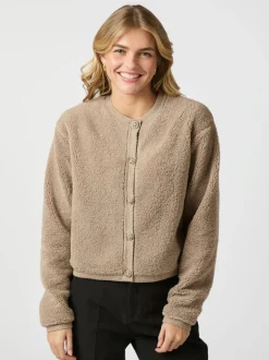 Outlet Neo Noir Limo Fluffy Knit Cardigan, , 42 Dark Sand