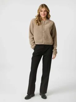 Outlet Neo Noir Limo Fluffy Knit Cardigan, , 42 Dark Sand