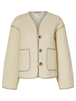 New Selected Women Linn Quiltet Jakke, , 42 Birch
