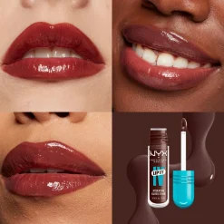 NYX Professional Makeup Lip I.V. Hydrating Gloss Stain Lipgloss, 05 Mocha Me Wet