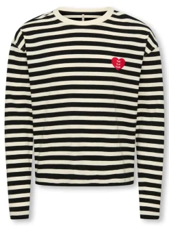 Clearance KIDS ONLY Livina O-Neck Stripe Bluse, , 122-128 cm Black