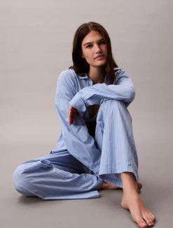 Calvin Klein Logo Poplin Natbukser, , L*Dame Loungewear