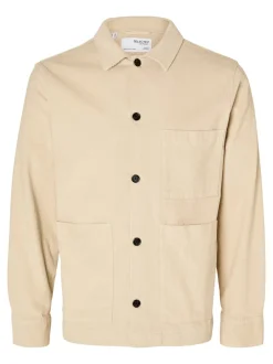 Online Selected Homme Loose Tony Overshirt, , S Oatmeal