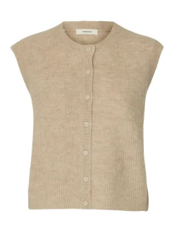 Sale Selected Women Lulu Button Vest, , M Birch