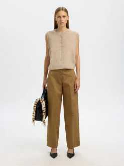 Sale Selected Women Lulu Button Vest, , M Birch