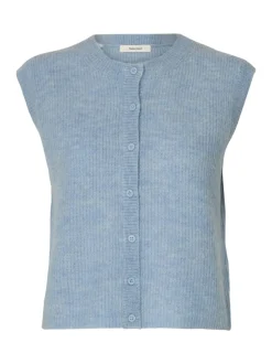 Discount Selected Women Lulu Button Vest, , S Cashmere Blue