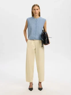 Discount Selected Women Lulu Button Vest, , S Cashmere Blue
