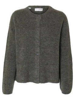 Discount Selected Women Lulu New Cardigan, , L Medium Grey Melange