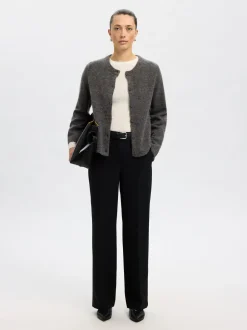 Discount Selected Women Lulu New Cardigan, , L Medium Grey Melange