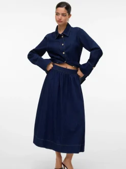 Discount Vero Moda Maiken Nederdel, , L Dark Blue Denim