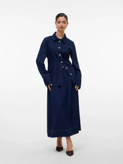 Discount Vero Moda Maiken Nederdel, , L Dark Blue Denim