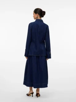 Discount Vero Moda Maiken Nederdel, , L Dark Blue Denim