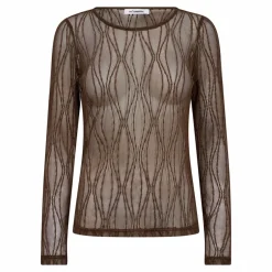 New Co'Couture MarcyCC Mesh Bluse, , M Mocca