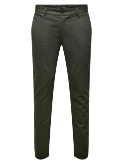 Outlet ONLY & Sons Mark Herringbone Bukser, , W29/L34 Olive Night