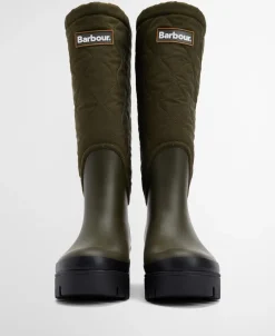 Best Barbour Marnie Quilted Tall Welly Gummistøvler, , 40 Olive/Black