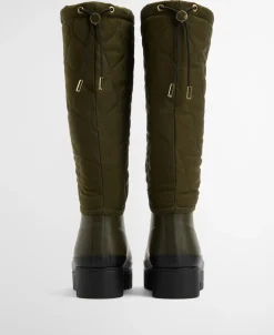 Best Barbour Marnie Quilted Tall Welly Gummistøvler, , 40 Olive/Black