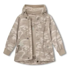 Outlet MINI A TURE MATWally Fleeceforet Printet Forårsjakke, , 110 cm Sand Camo