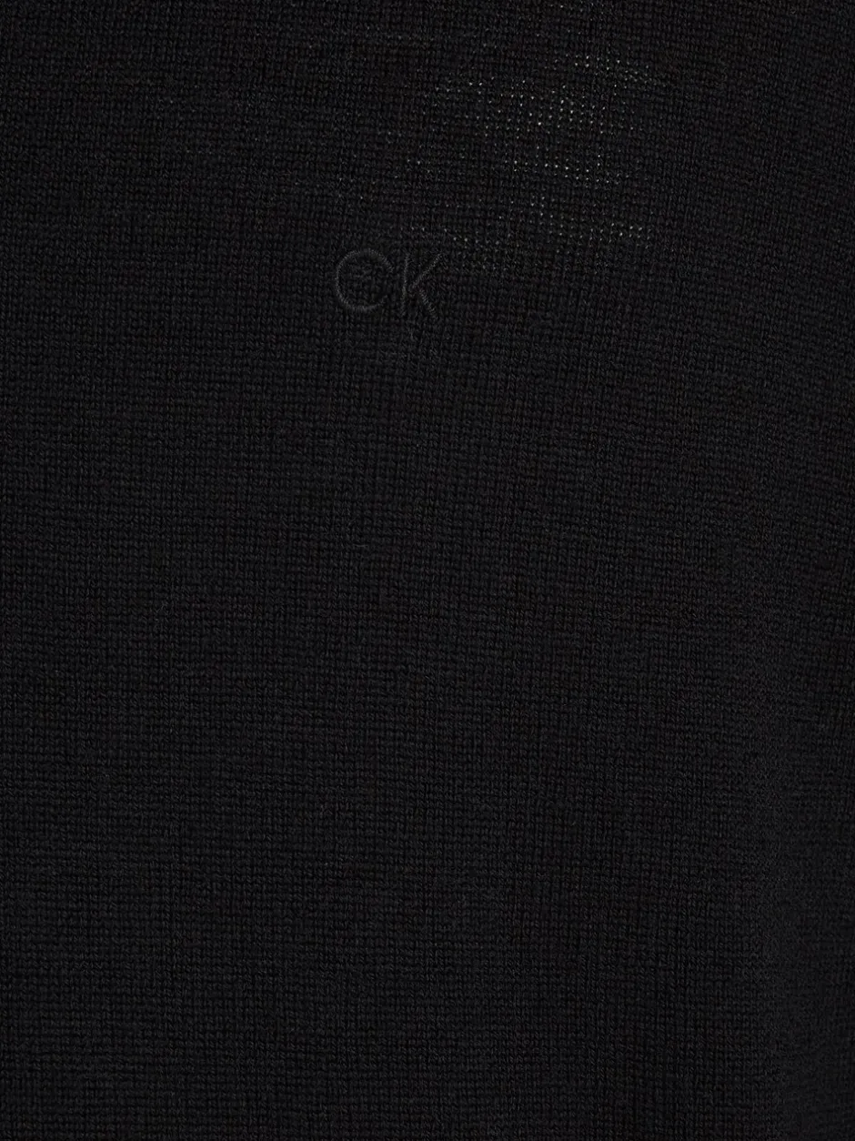 Clearance Calvin Klein Merino Polo Pullover, , XL Sort