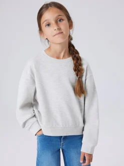 Discount Name It Mille Short O-Neck Sweatshirt, , 146-152 cm Light Grey Melange
