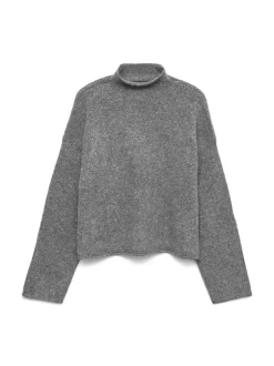 New Vero Moda Mirla Striktrøje, , M Medium Grey Melange