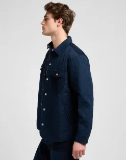 New Lee Mixed Media Overshirt, , XXL Rivet Navy