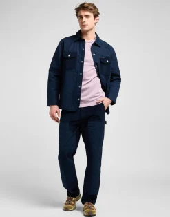 New Lee Mixed Media Overshirt, , XXL Rivet Navy